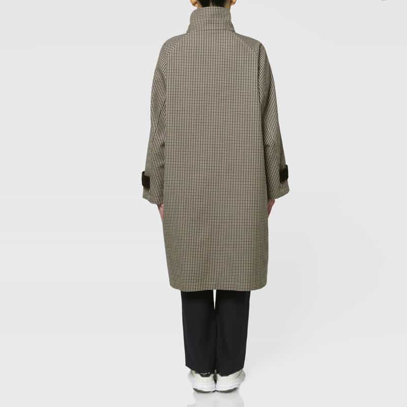 BARNEYS NEW YORK ウール素材ガンクラブチェック柄スタンドカラーコート BROWN