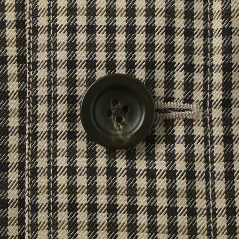BARNEYS NEW YORK ウール素材ガンクラブチェック柄スタンドカラーコート BROWN