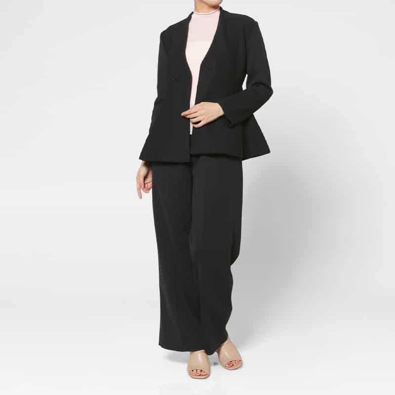 CFCL CFCL＜シーエフシーエル＞ ノーカラー フレアジャケット BLACK