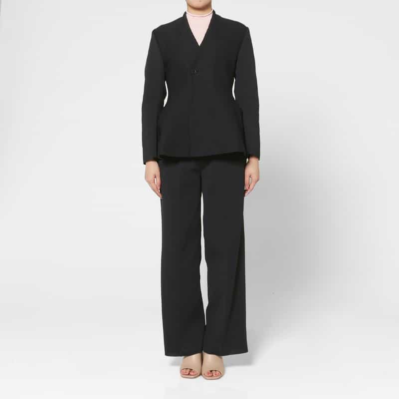 CFCL CFCL＜シーエフシーエル＞ ノーカラー フレアジャケット BLACK