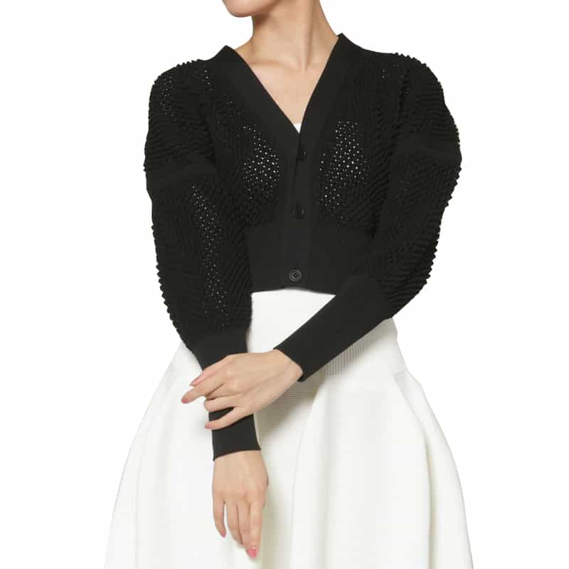 CFCL CFCL＜シーエフシーエル＞ クロップド ニットカーディガン “LATTICE“ BLACK