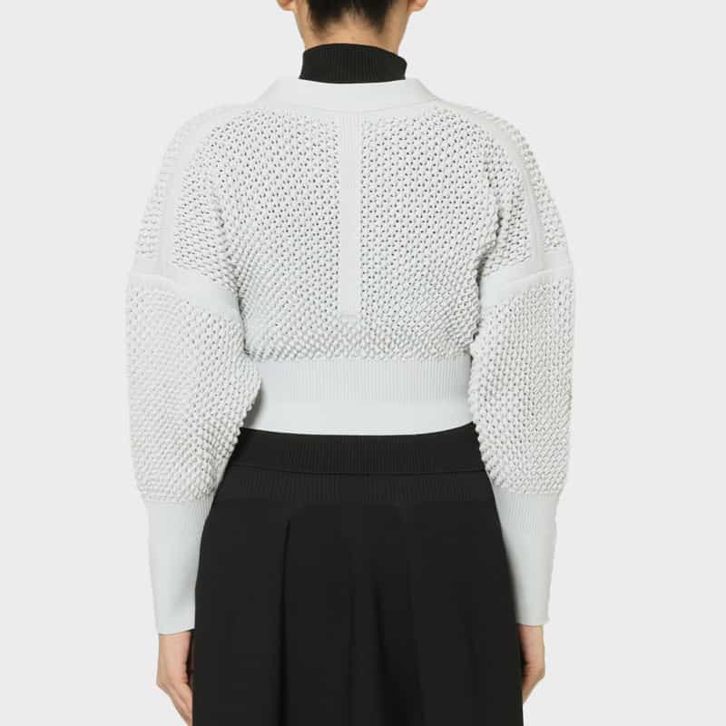 CFCL CFCL＜シーエフシーエル＞ クロップド ニットカーディガン “LATTICE“ GRAY