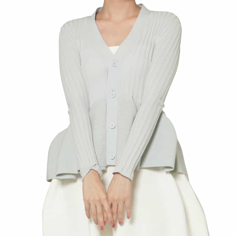 CFCL CFCL＜シーエフシーエル＞ フレアヘム グリッターニットカーディガン “POTTERY“ GRAY