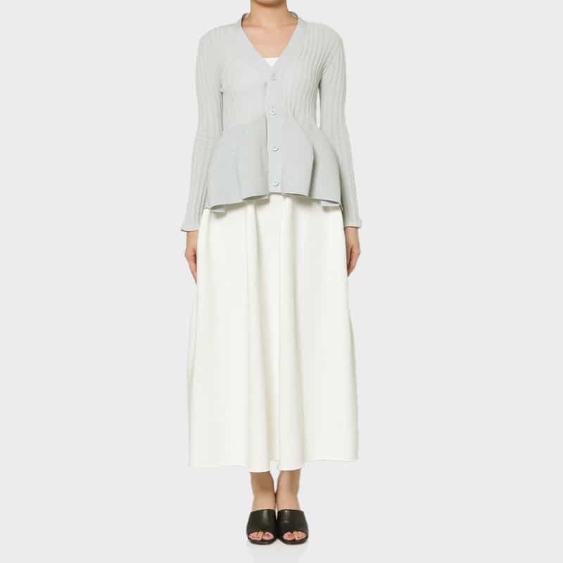 CFCL CFCL＜シーエフシーエル＞ フレアヘム グリッターニットカーディガン “POTTERY“ GRAY