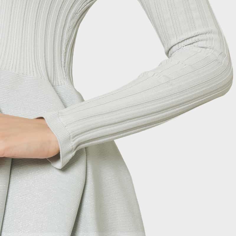 CFCL CFCL＜シーエフシーエル＞ フレアヘム グリッターニットカーディガン “POTTERY“ GRAY