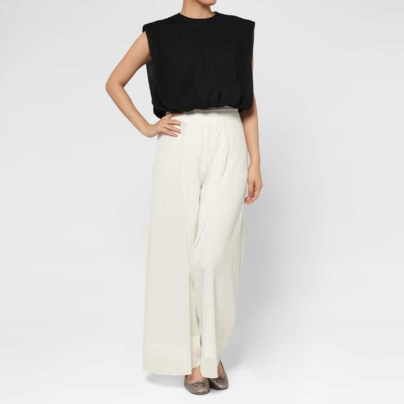 CFCL CFCL＜シーエフシーエル＞ ドローストリングニットセミワイドパンツ WHITE