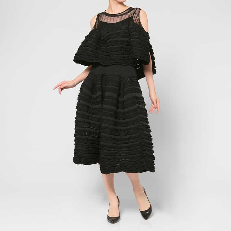 CFCL CFCL ＜シーエフシーエル＞ グリッター フレアスカート “POTTERY“ BLACK