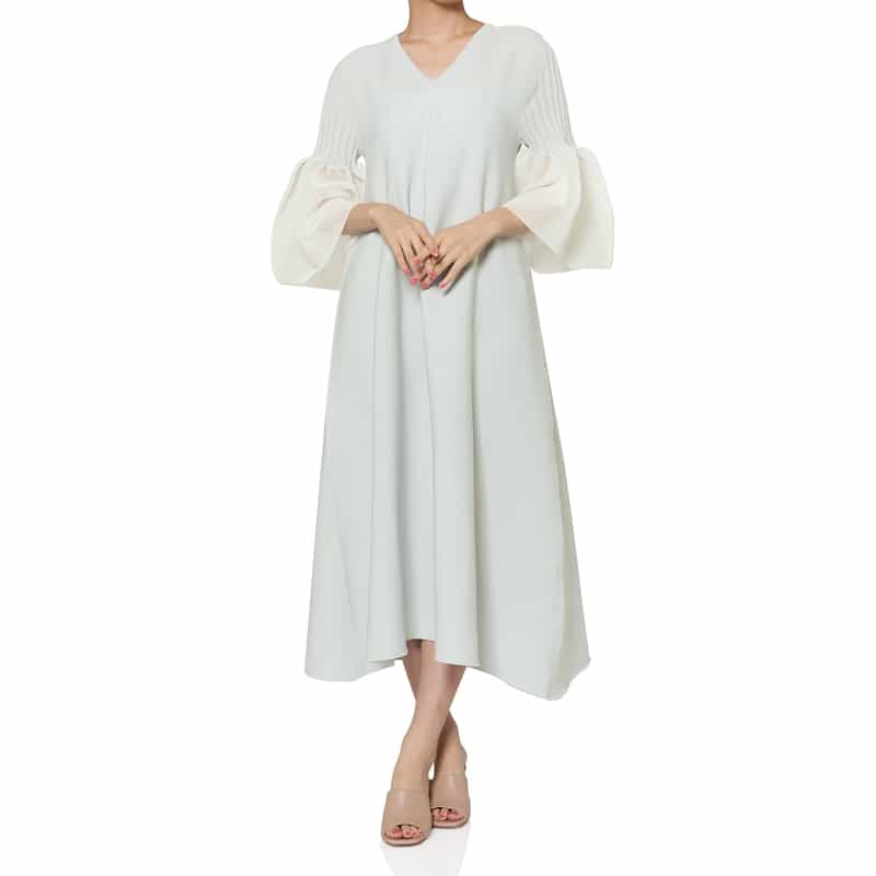 CFCL CFCL＜シーエフシーエル＞ シアースリーブ フレアニットドレス “POTTERY“ GRAY