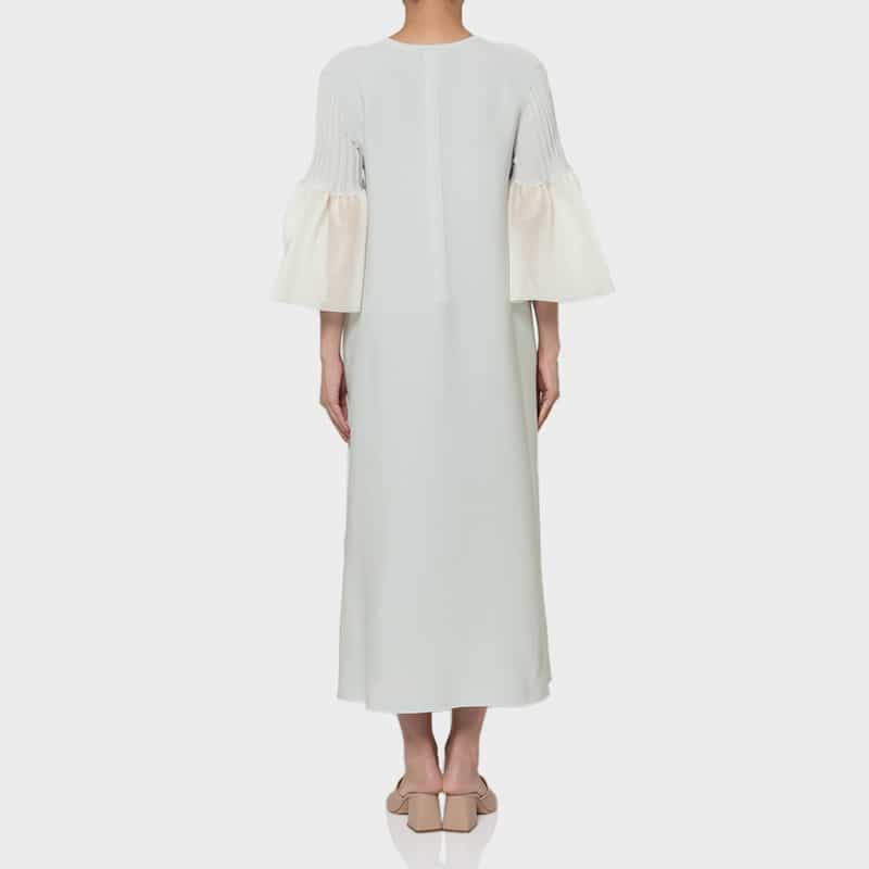 CFCL CFCL＜シーエフシーエル＞ シアースリーブ フレアニットドレス “POTTERY“ GRAY