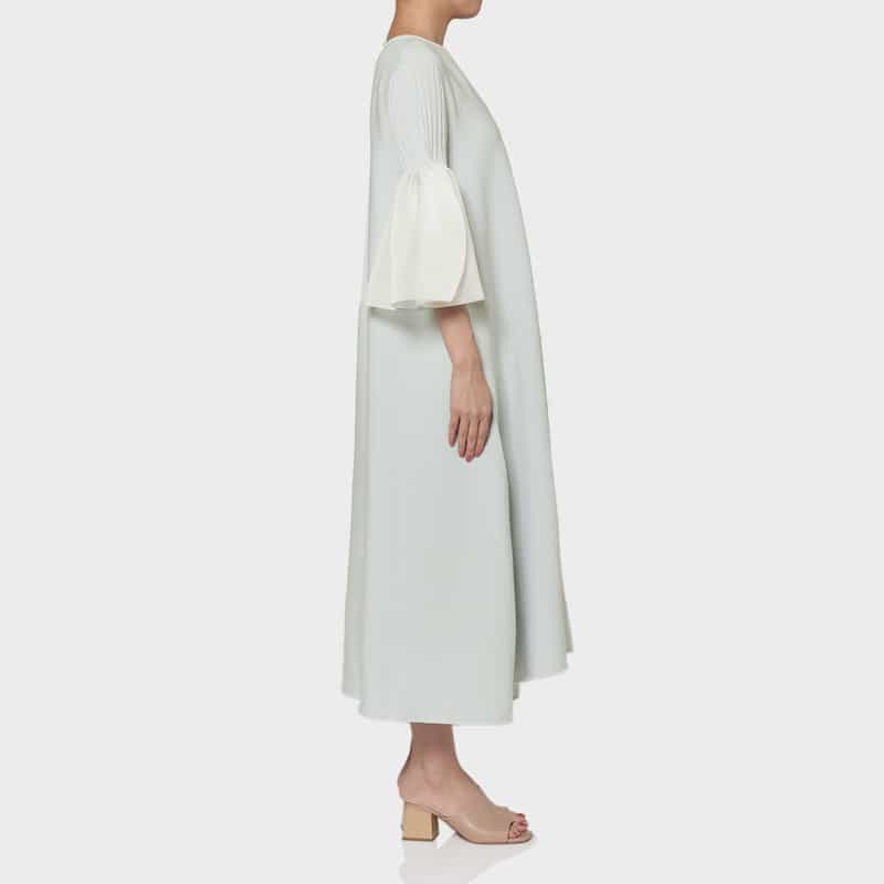 CFCL CFCL＜シーエフシーエル＞ シアースリーブ フレアニットドレス “POTTERY“ GRAY