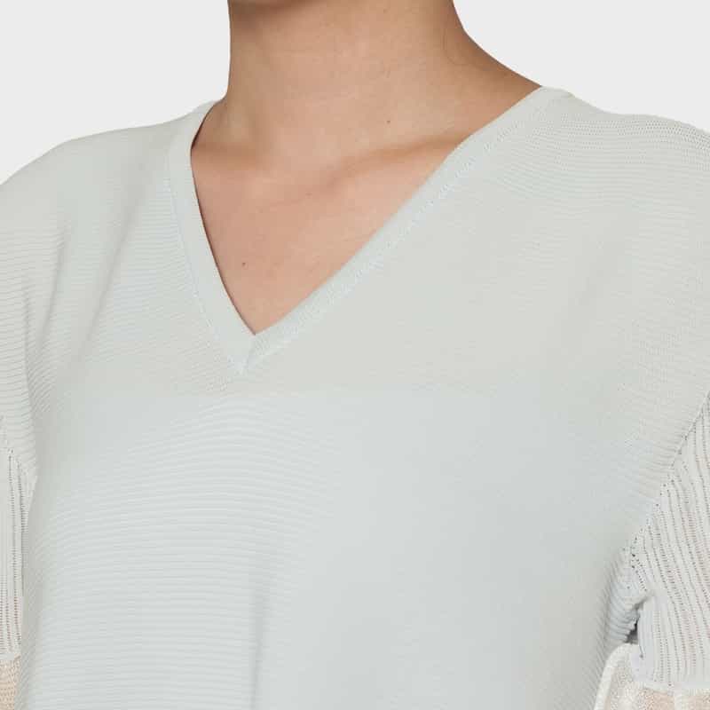 CFCL CFCL＜シーエフシーエル＞ シアースリーブ フレアニットドレス “POTTERY“ GRAY