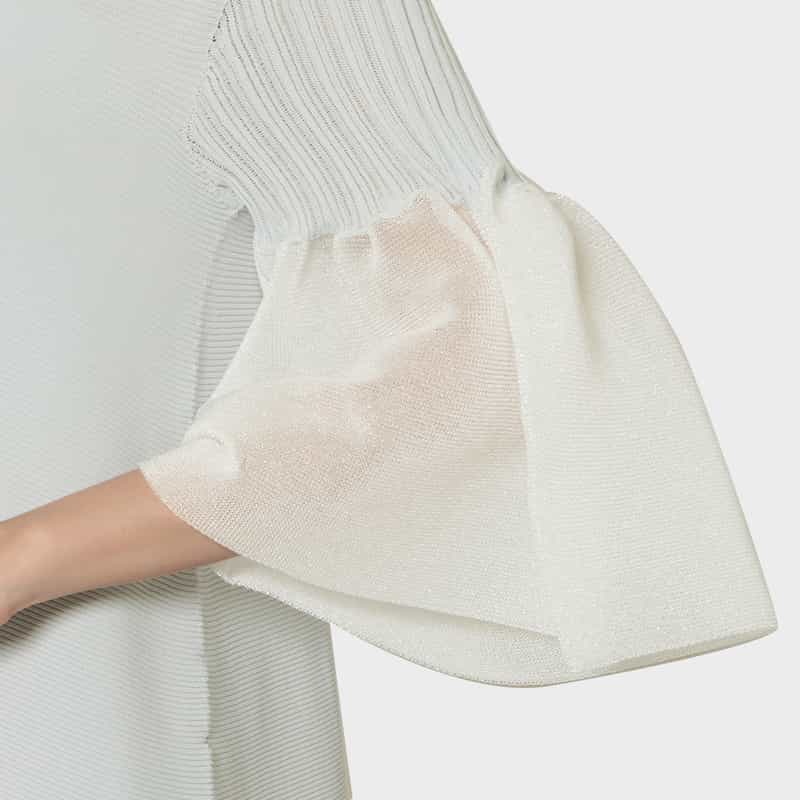 CFCL CFCL＜シーエフシーエル＞ シアースリーブ フレアニットドレス “POTTERY“ GRAY