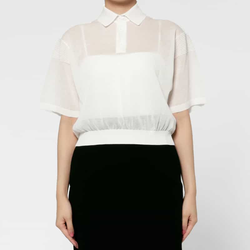 CFCL CFCL＜シーエフシーエル＞ シアーニットポロシャツ WHITE