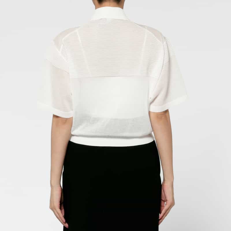 CFCL CFCL＜シーエフシーエル＞ シアーニットポロシャツ WHITE