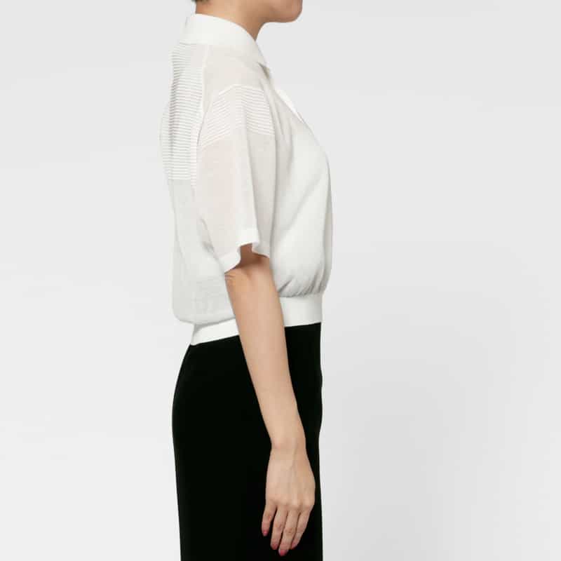 CFCL CFCL＜シーエフシーエル＞ シアーニットポロシャツ WHITE