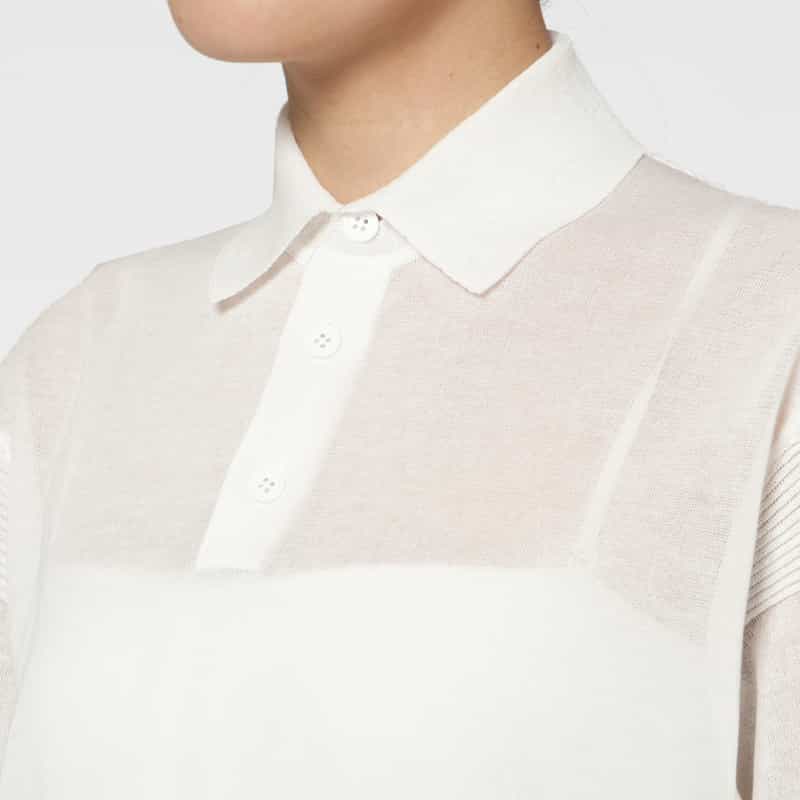 CFCL CFCL＜シーエフシーエル＞ シアーニットポロシャツ WHITE