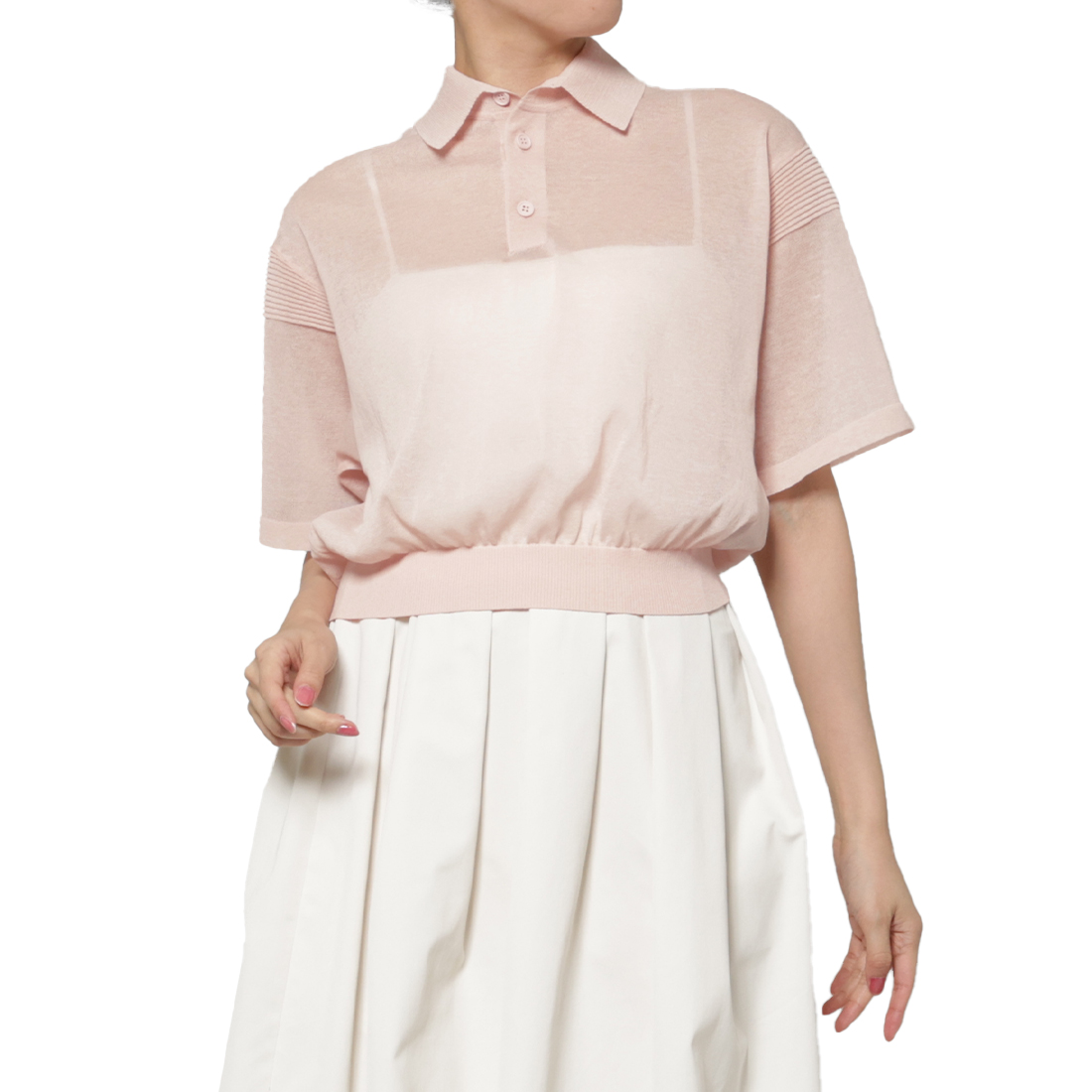 CFCL＜シーエフシーエル＞ シアーニットポロシャツ