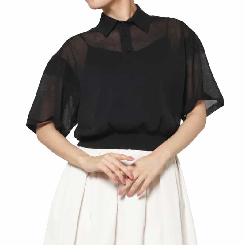 CFCL＜シーエフシーエル＞ シアーニットポロシャツ