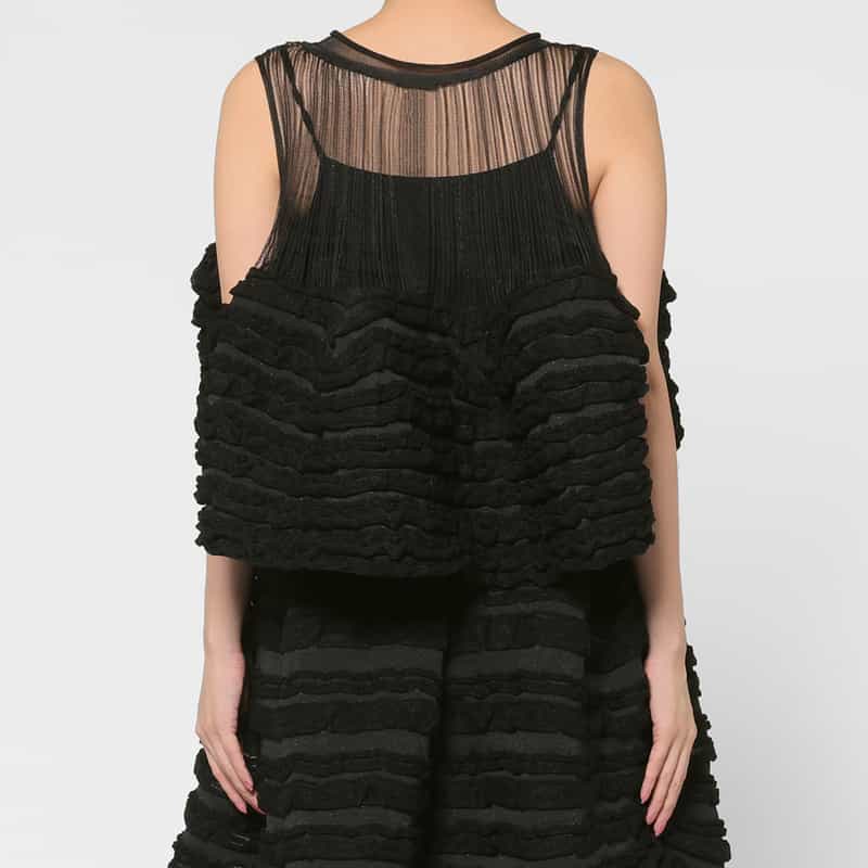 CFCL CFCL ＜シーエフシーエル＞ グリッター フリルコンビネーションシアープルオーバー “POTTERY“ BLACK