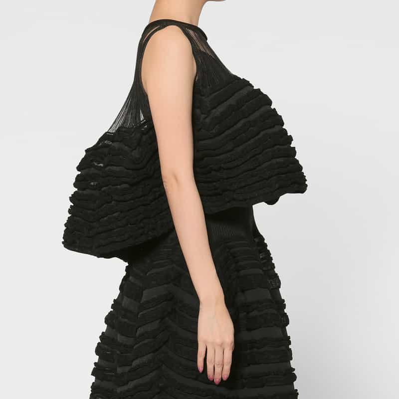 CFCL CFCL ＜シーエフシーエル＞ グリッター フリルコンビネーションシアープルオーバー “POTTERY“ BLACK