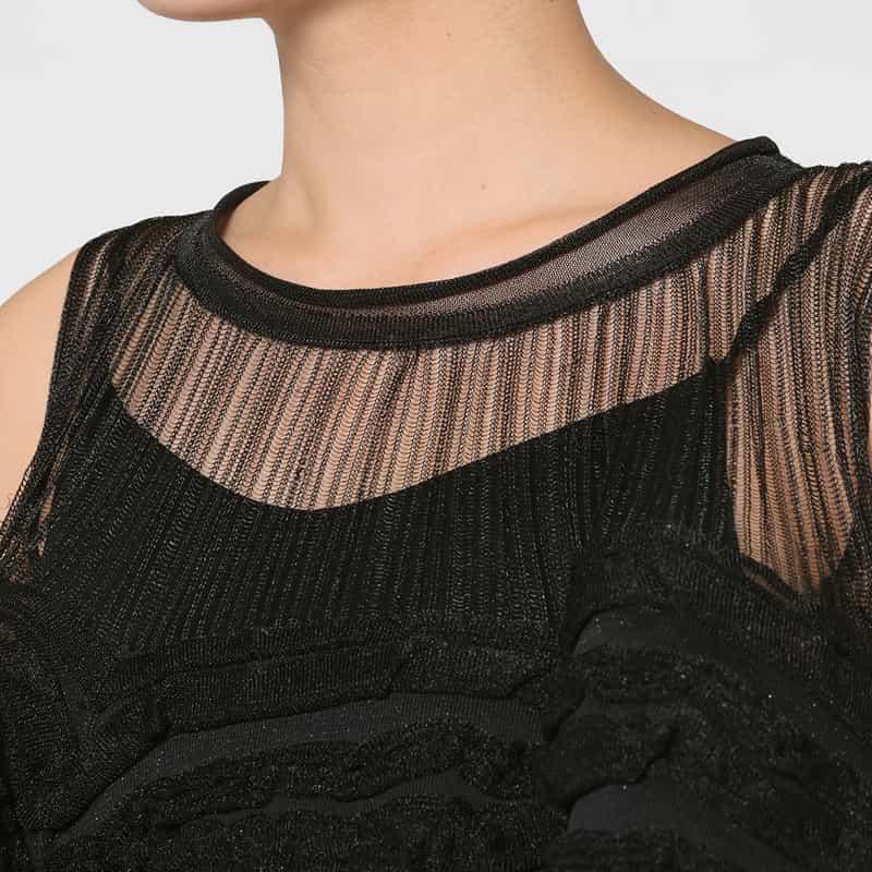 CFCL CFCL ＜シーエフシーエル＞ グリッター フリルコンビネーションシアープルオーバー “POTTERY“ BLACK