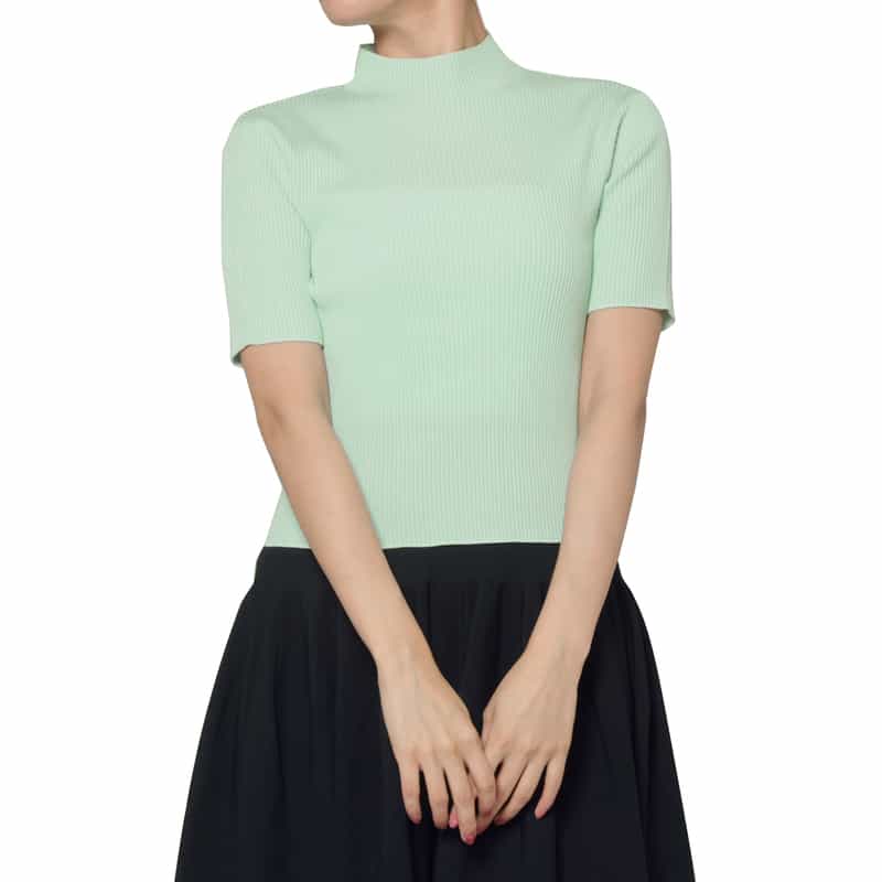 CFCL CFCL＜シーエフシーエル＞ ショートスリーブニットプルオーバー “PORTRAIT“ LT BLUE