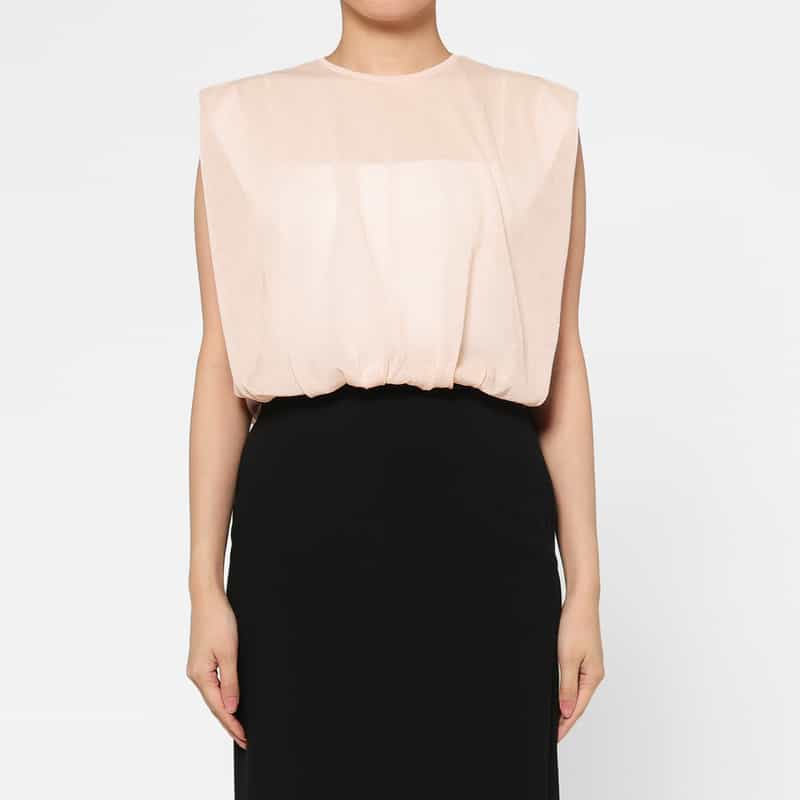 CFCL CFCL＜シーエフシーエル＞ クロップド スリーブレスシアーニットプルオーバー PINK