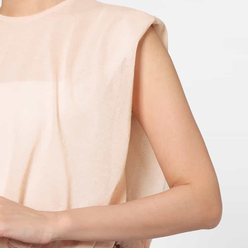 CFCL CFCL＜シーエフシーエル＞ クロップド スリーブレスシアーニットプルオーバー PINK