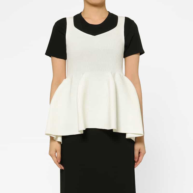 CFCL CFCL＜シーエフシーエル＞ グリッタースリーブレスニットプルオーバー “POTTERY“ WHITE