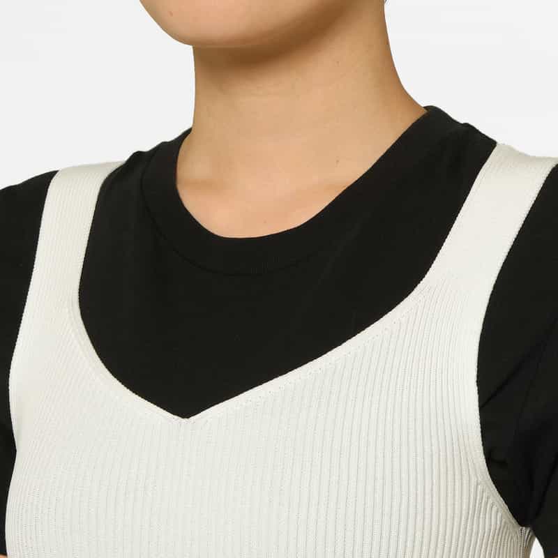 CFCL CFCL＜シーエフシーエル＞ グリッタースリーブレスニットプルオーバー “POTTERY“ WHITE