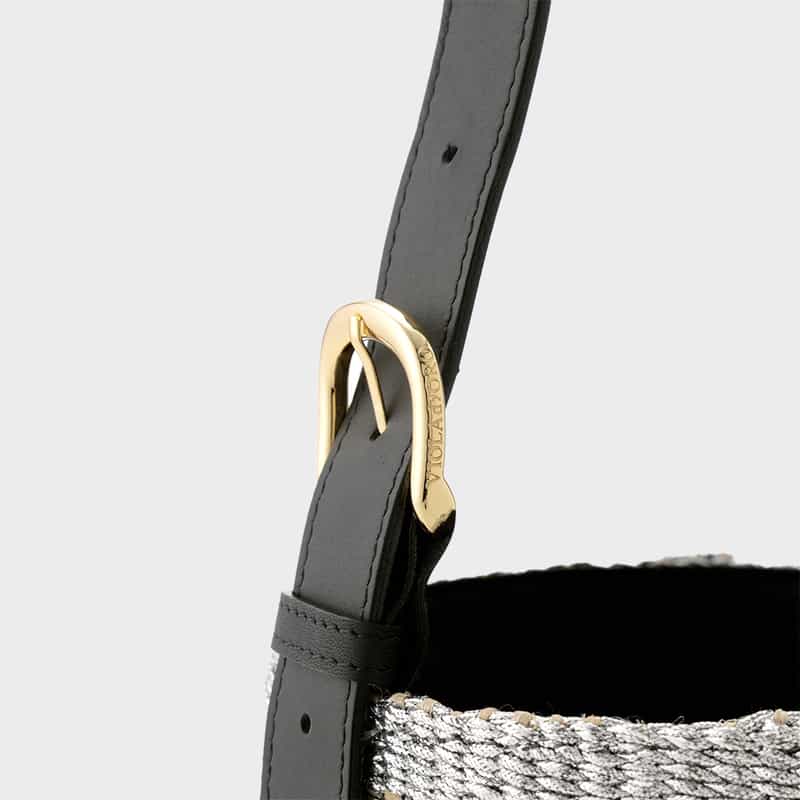 VIOLAD’ORO VIOLAD’ORO ＜ヴィオラドーロ＞ 異素材コンビネーションバケットバッグ SILVER