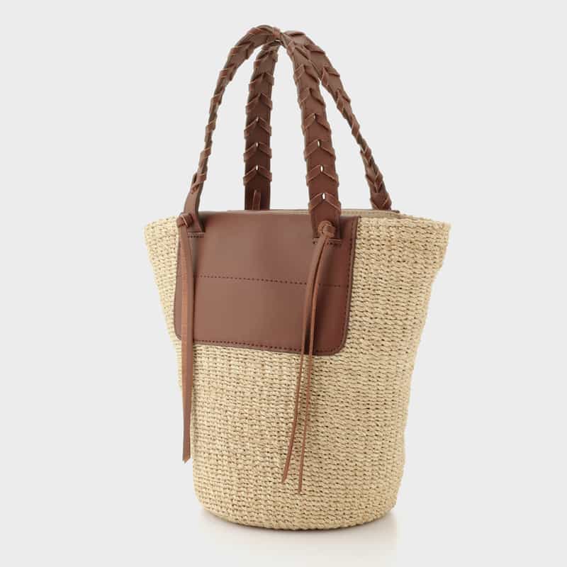 VIOLAD’ORO VIOLAD’ORO ＜ヴィオラドーロ＞ 異素材コンビネーショントートバッグ LT BEIGE