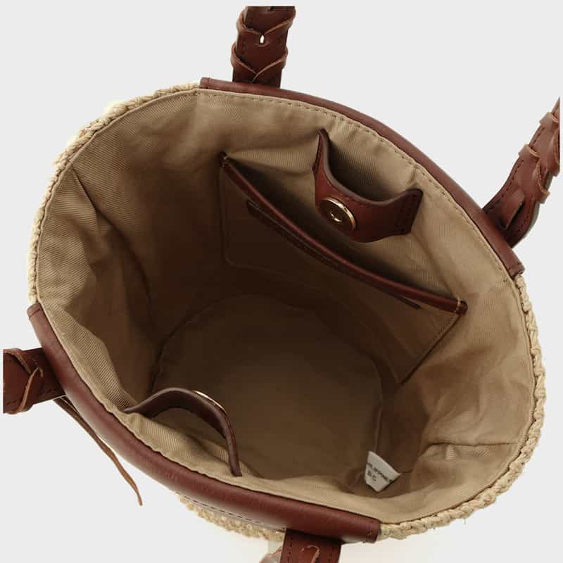 VIOLAD’ORO VIOLAD’ORO ＜ヴィオラドーロ＞ 異素材コンビネーショントートバッグ LT BEIGE