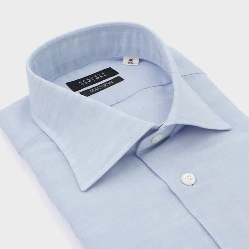 BARNEYS NEW YORK コットンリネン素材ドレスシャツ"MADISON" BLUE