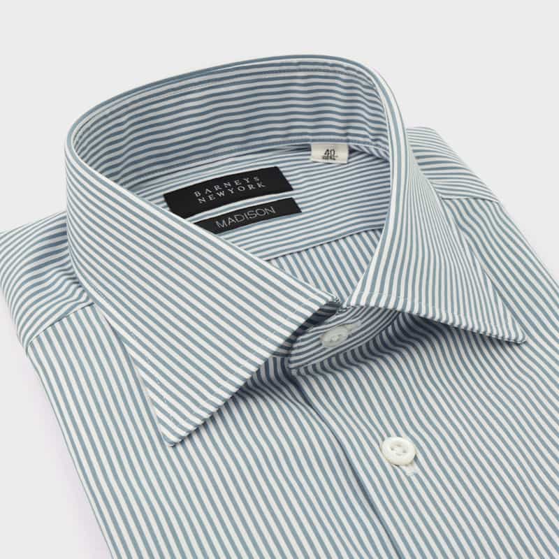 BARNEYS NEW YORK ストライプ柄ドレスシャツ"MADISON" LIGHT BLUE