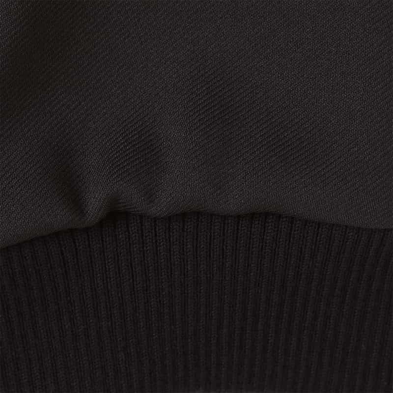 BARNEYS NEW YORK ドロップショルダー フリルデザイン ジップアップブルゾン BLACK