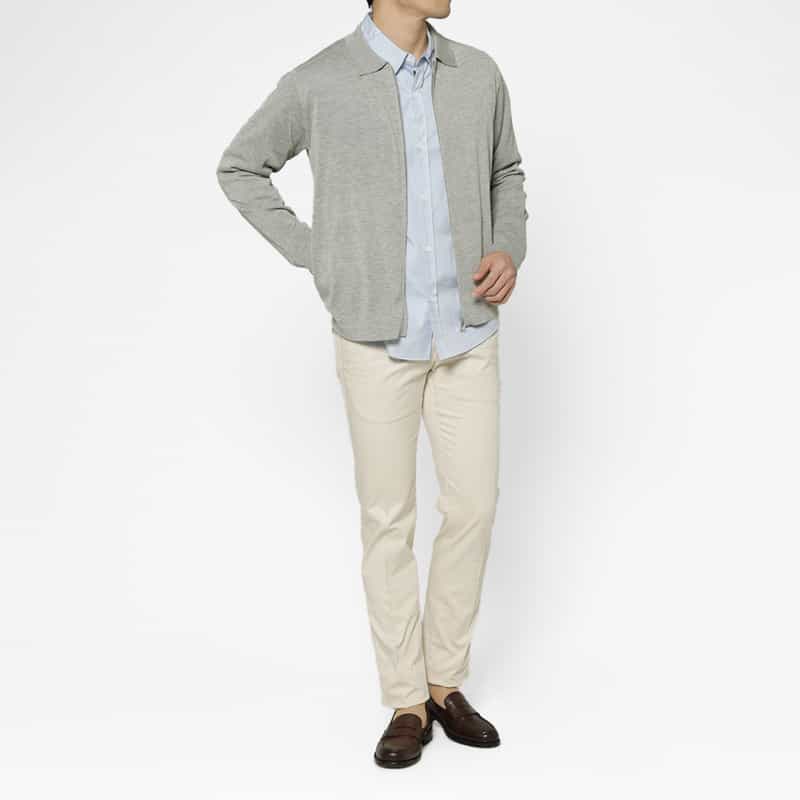 BARNEYS NEW YORK ジップアップニットカーディガン GRAY