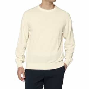 コットンアクリル素材クルーネックニットプルオーバー