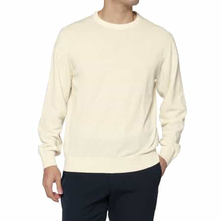 コットンアクリル素材クルーネックニットプルオーバー