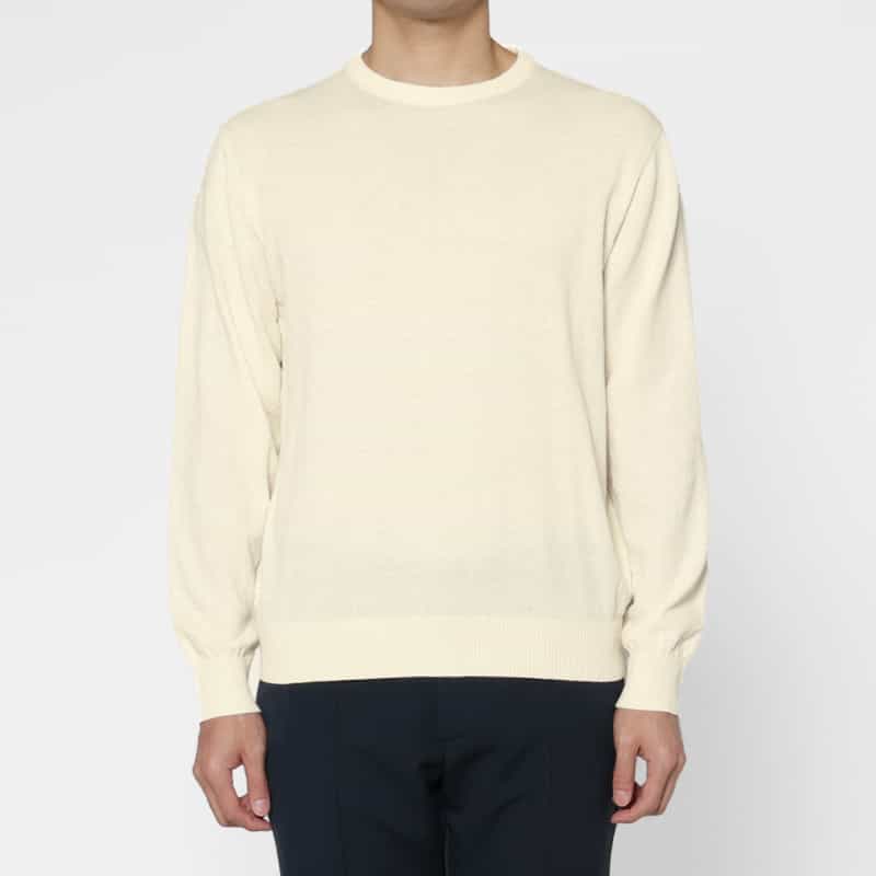 BARNEYS NEW YORK コットンアクリル素材クルーネックニットプルオーバー WHITE