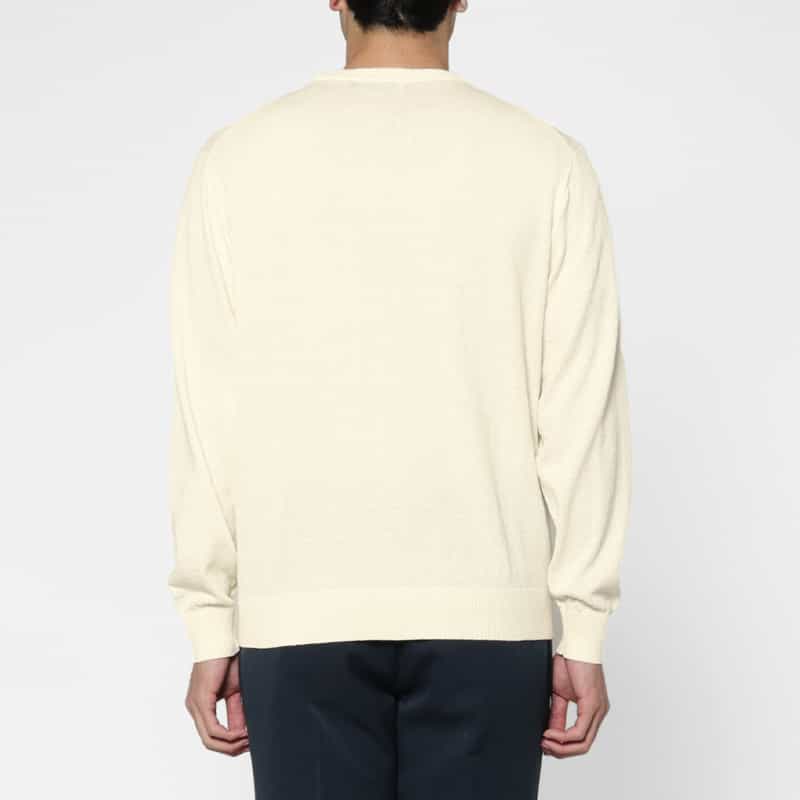 BARNEYS NEW YORK コットンアクリル素材クルーネックニットプルオーバー WHITE