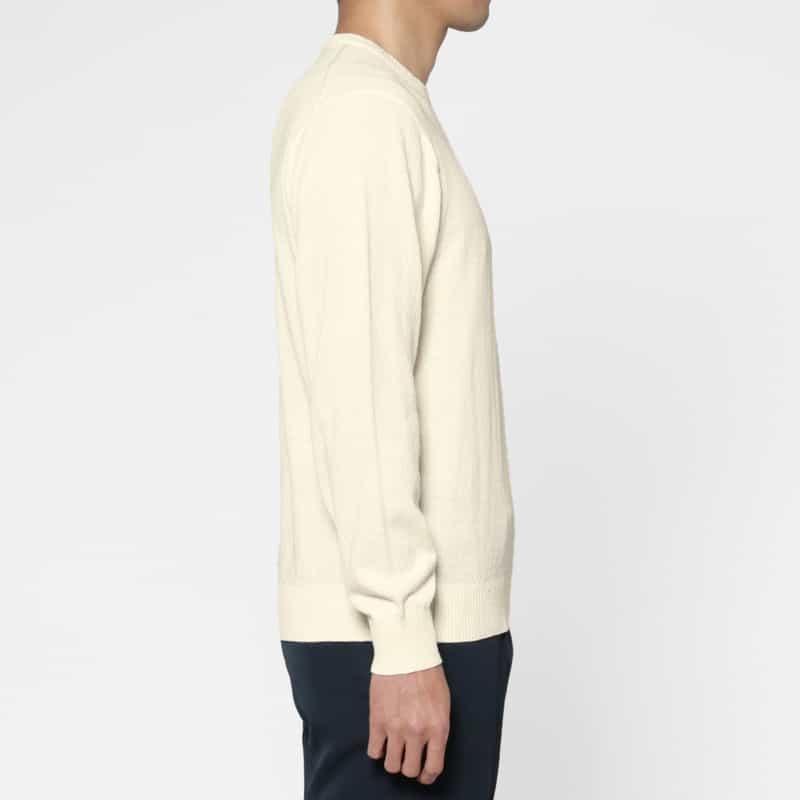 BARNEYS NEW YORK コットンアクリル素材クルーネックニットプルオーバー WHITE