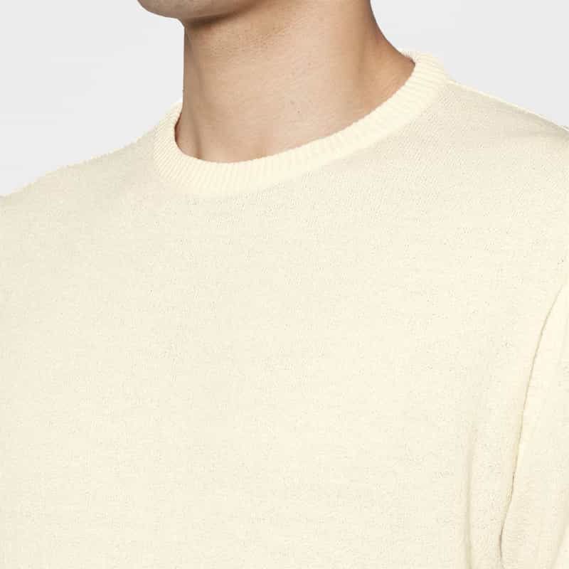 BARNEYS NEW YORK コットンアクリル素材クルーネックニットプルオーバー WHITE