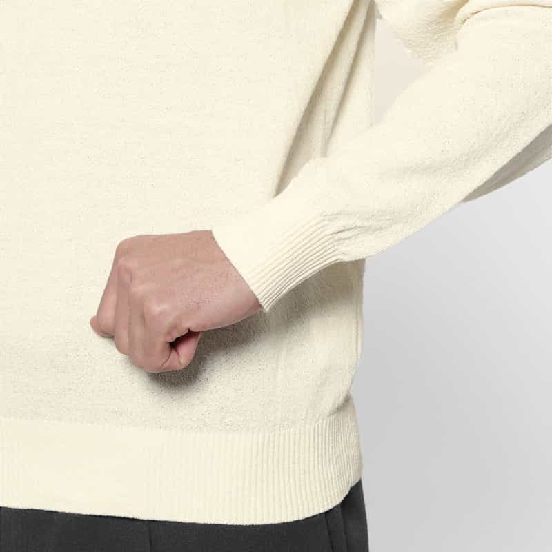 BARNEYS NEW YORK コットンアクリル素材クルーネックニットプルオーバー WHITE