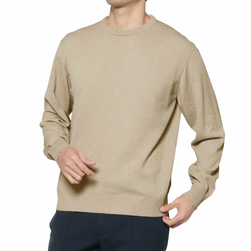 コットンアクリル素材クルーネックニットプルオーバー