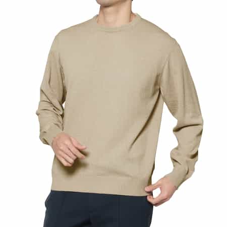 コットンアクリル素材クルーネックニットプルオーバー