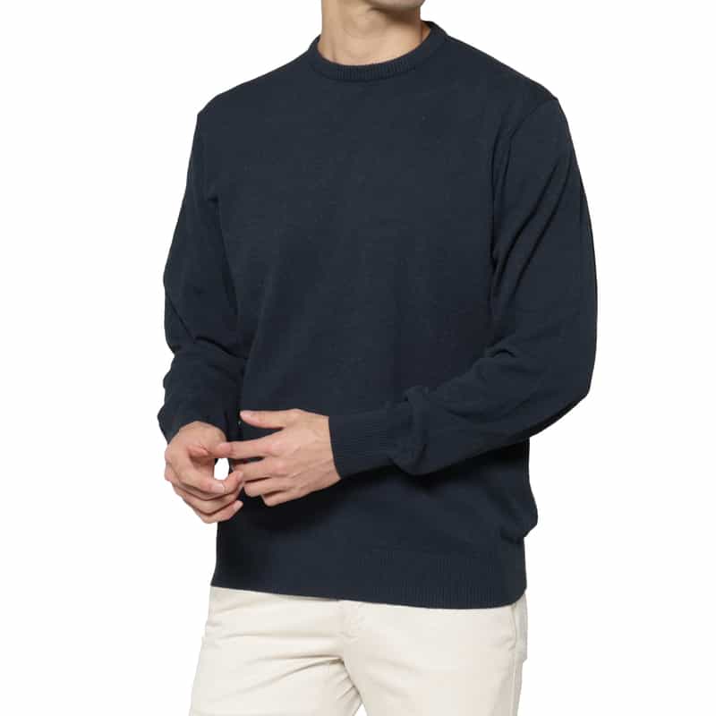 コットンアクリル素材クルーネックニットプルオーバー