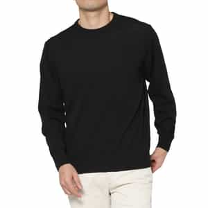 コットンアクリル素材クルーネックニットプルオーバー