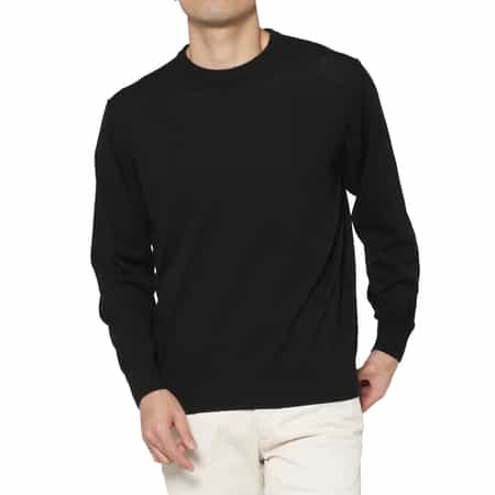 コットンアクリル素材クルーネックニットプルオーバー