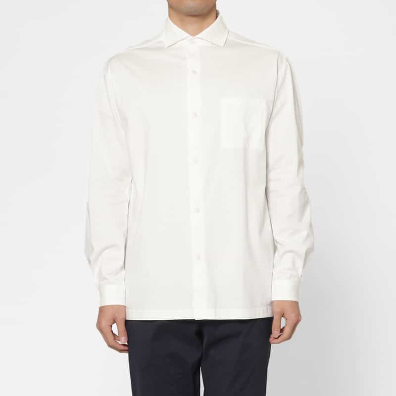 BARNEYS NEW YORK ワイドカラーカジュアルシャツ WHITE
